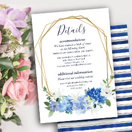 Cartão De Informações Casamento Moderno da Folhagem Floral Azul-Marinho