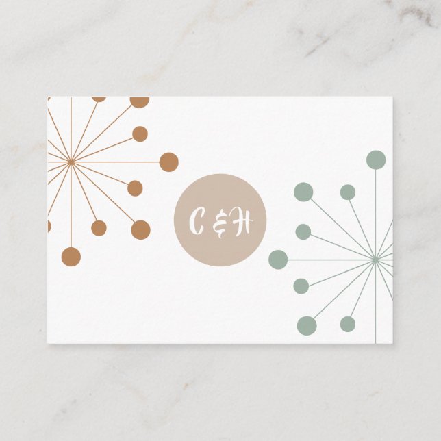 Cartão De Informações Casamento Moderno de Meados do Século Estrela Atôm (Verso)