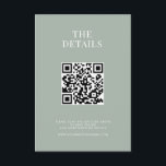 Cartão De Informações Casamento Moderno de Sage Verde Minimalista<br><div class="desc">Cartões modernos de cerimônias de casamento com design de tipografia minimalista em cor verde de sábio.</div>