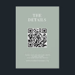 Cartão De Informações Casamento Moderno de Sage Verde Minimalista<br><div class="desc">Cartões modernos de cerimônias de casamento com design de tipografia minimalista em cor verde de sábio.</div>
