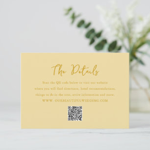 Cartão De Informações Casamento Moderno do Código QR Amarelo da Manteiga