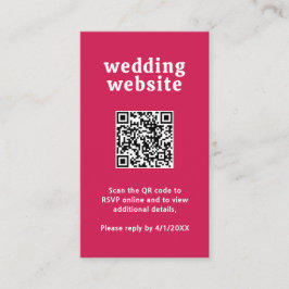 Cartão De Informações Casamento Moderno do Código QR Cor-de-Rosa-Quente
