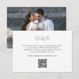Cartão De Informações Casamento Moderno do Código QR de Foto Elegante