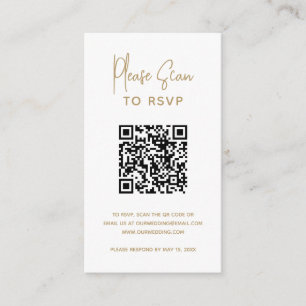 Cartão De Informações Casamento Moderno do Código QR Dourado Minimalista
