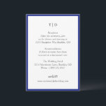 Cartão De Informações Casamento Moderno do Monograma Azul Real Elegante<br><div class="desc">Cartões modernos de cerimônia de núpcias,  com um design limpo com fontes de serif e script.</div>