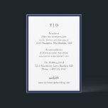 Cartão De Informações Casamento Moderno do Monograma Marinho Azul Elegan<br><div class="desc">Cartões modernos de cerimônia de núpcias,  com um design limpo com fontes de serif e script.</div>