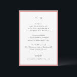 Cartão De Informações Casamento Moderno do Monograma Rosa Coral Elegante<br><div class="desc">Cartões modernos de cerimônia de núpcias,  com um design limpo com fontes de serif e script.</div>