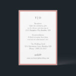 Cartão De Informações Casamento Moderno do Monograma Rosa Coral Elegante<br><div class="desc">Cartões modernos de cerimônia de núpcias,  com um design limpo com fontes de serif e script.</div>