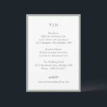 Cartão De Informações Casamento Moderno do Monograma Verde Sage Elegante<br><div class="desc">Cartões modernos de cerimônia de núpcias,  com um design limpo com fontes de serif e script.</div>