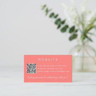 Cartão De Informações Casamento Moderno e Ousado Código QR Coral Vibrant