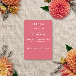 Cartão De Informações Casamento Moderno Elegante de Verão e Outono com B