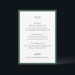 Cartão De Informações Casamento Moderno Elegante Emerald Green Monograma<br><div class="desc">Cartões modernos de cerimônia de núpcias,  com um design limpo com fontes de serif e script.</div>