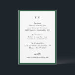 Cartão De Informações Casamento Moderno Elegante Emerald Green Monograma<br><div class="desc">Cartões modernos de cerimônia de núpcias,  com um design limpo com fontes de serif e script.</div>