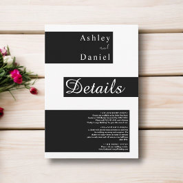 Cartão De Informações Casamento Moderno Elegante Minimalista Negro E Bra