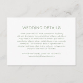 Cartão De Informações Casamento moderno em verde sálvia com monograma