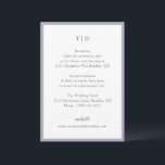 Cartão De Informações Casamento Moderno Lilac Monograma Elegante<br><div class="desc">Cartões modernos de cerimônia de núpcias,  com um design limpo com fontes de serif e script.</div>