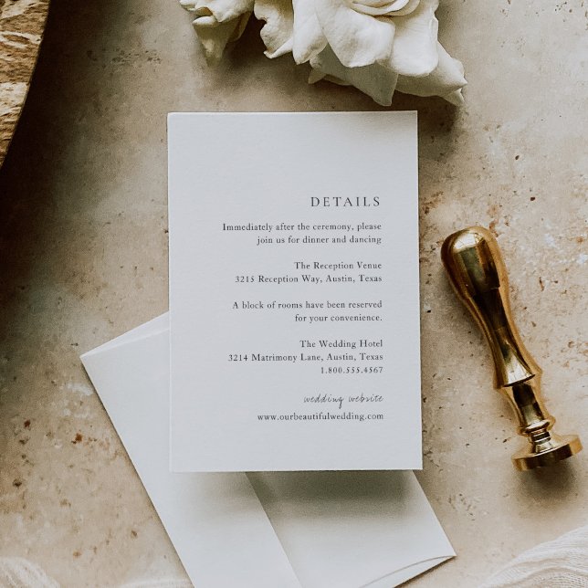 Cartão De Informações Casamento Moderno Minimalista Negro e Branco (Criador carregado)