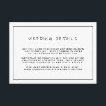 Cartão De Informações Casamento Moderno Minimalista Simples<br><div class="desc">Cartão de inclusão de casamento simples com um design básico com o título "Detalhes do Casamento" em uma fonte manuscrita e uma borda preta fina, sobre um fundo branco. Este design básico e moderno é ótimo para um casal minimalista que está tendo um casamento casual. Use esses cartões para fornecer...</div>
