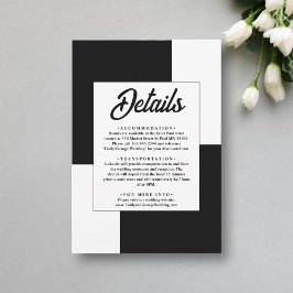 Cartão De Informações Casamento Moderno Mínimo Negro E Branco