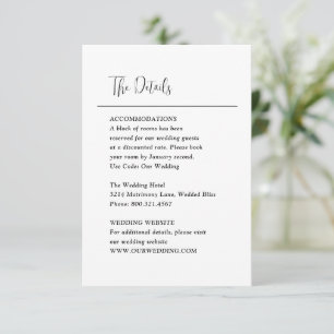 Cartão De Informações Casamento Moderno Preto e Branco