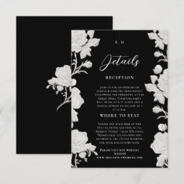 Cartão De Informações Casamento Moderno Rosa Branco e Preto