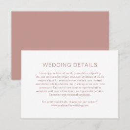 Cartão De Informações Casamento Moderno Rosa Chelsea Dusty