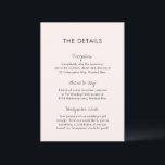 Cartão De Informações Casamento Moderno Rosa Elegante<br><div class="desc">Cartão moderno de cerimônia de núpcias com design simples e mínima com os cabeçalhos em um roteiro manuscrito contemporâneo. As costas têm o seu monograma. A paleta de cores é rosa quente e pode ser alterada na ferramenta de edição de design. Esta design contemporânea funciona bem para qualquer estilo de...</div>