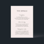 Cartão De Informações Casamento Moderno Rosa Elegante<br><div class="desc">Cartão moderno de cerimônia de núpcias com design simples e mínima com os cabeçalhos em um roteiro manuscrito contemporâneo. As costas têm o seu monograma. A paleta de cores é rosa quente e pode ser alterada na ferramenta de edição de design. Esta design contemporânea funciona bem para qualquer estilo de...</div>