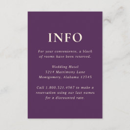 Cartão De Informações Casamento Moderno Simples e Ousado em Roxo