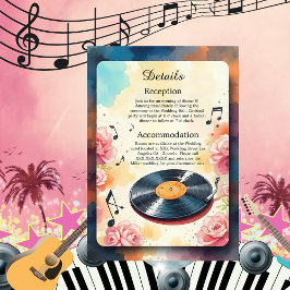Cartão De Informações casamento musical floral com aquarela