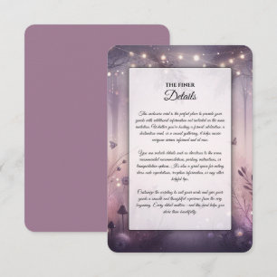Cartão De Informações Casamento na Floresta com Luzes de Fadas Etéreas