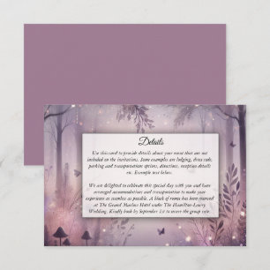 Cartão De Informações Casamento na Floresta com Luzes de Fadas Etéreas