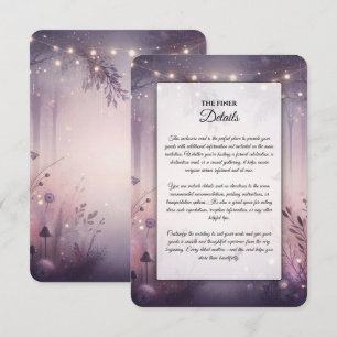 Cartão De Informações Casamento na Floresta com Luzes Etéreas de Fada
