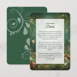Cartão De Informações Casamento na Floresta Encantada Esmeralda Verde