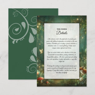 Cartão De Informações Casamento na Floresta Encantada Esmeralda Verde
