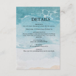 Cartão De Informações Casamento na Praia Azul de Verão