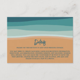 Cartão De Informações Casamento na Praia com Detalhe do Oceano Abstrato
