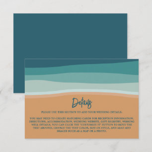 Cartão De Informações Casamento na Praia com Detalhe do Oceano Abstrato