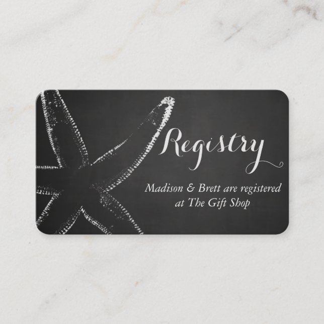 Cartão De Informações Casamento Náutico Estrela do Mar Quadro Negro Vint (Frente)