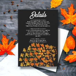 Cartão De Informações Casamento Negro Chic De Árvore Esculpida Folha Ele