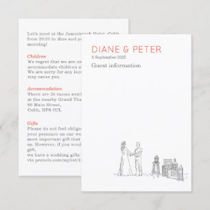 Cartão De Informações Casamento Negro e Branco Minimalista de Picnic Jar