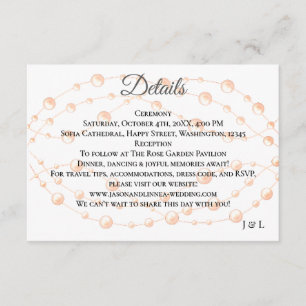 Cartão De Informações Casamento Neutro de Pérola Romântica Pearl Moderna
