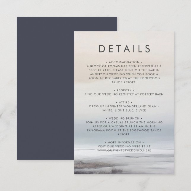 Cartão De Informações Casamento no inverno de Paisagem Abstrato Cênico E (Frente/Verso)
