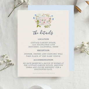 Cartão De Informações Casamento no Jardim Romântico de Flores Silvestres
