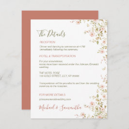 Cartão De Informações Casamento no País da Rosa Selvagem