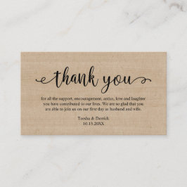 Cartão De Informações Casamento Obrigado, Madeira Marrom Rústica Moderna