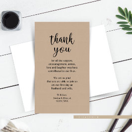 Cartão De Informações Casamento Obrigado, Moderno Russo Brown Kraft Encl