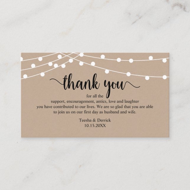 Cartão De Informações Casamento Obrigado, Moderno Russo Brown Kraft Encl (Frente)