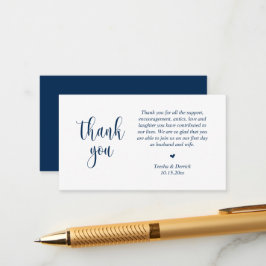 Cartão De Informações Casamento Obrigado, Roteiro Moderno, Azul-Navy Clá