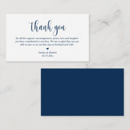 Cartão De Informações Casamento Obrigado, Script Moderno, Marinho azul